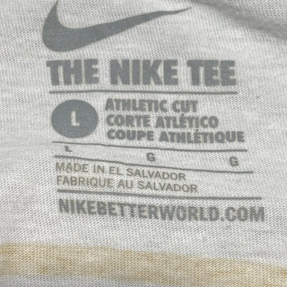 Nike Men's Large The Nike Tee Athletic Cut 72 Graphic White Long Sleeve FLAW